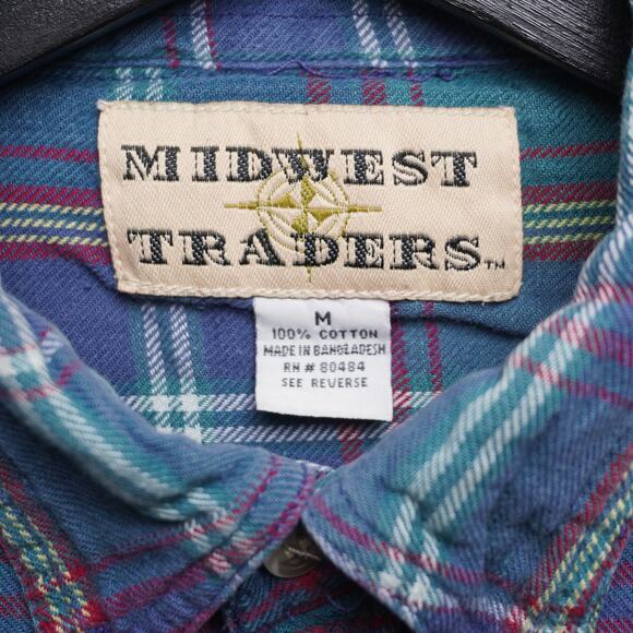 Midwest Traders Plaid Flannel Shirt Vintage Soft Worn-In Size M - Picture 4 of 9